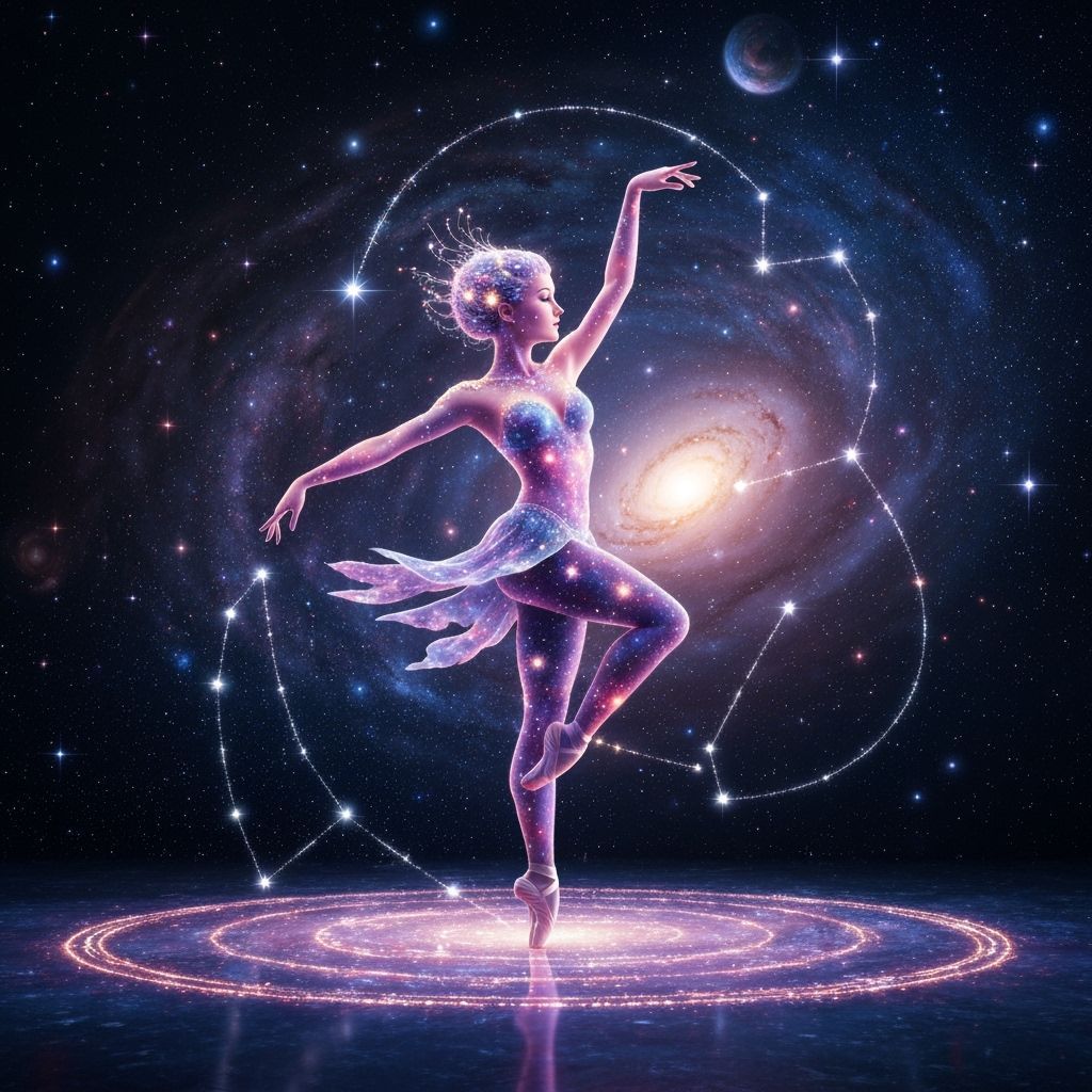 Ethereal Celestial Dancer on Cosmic Stage