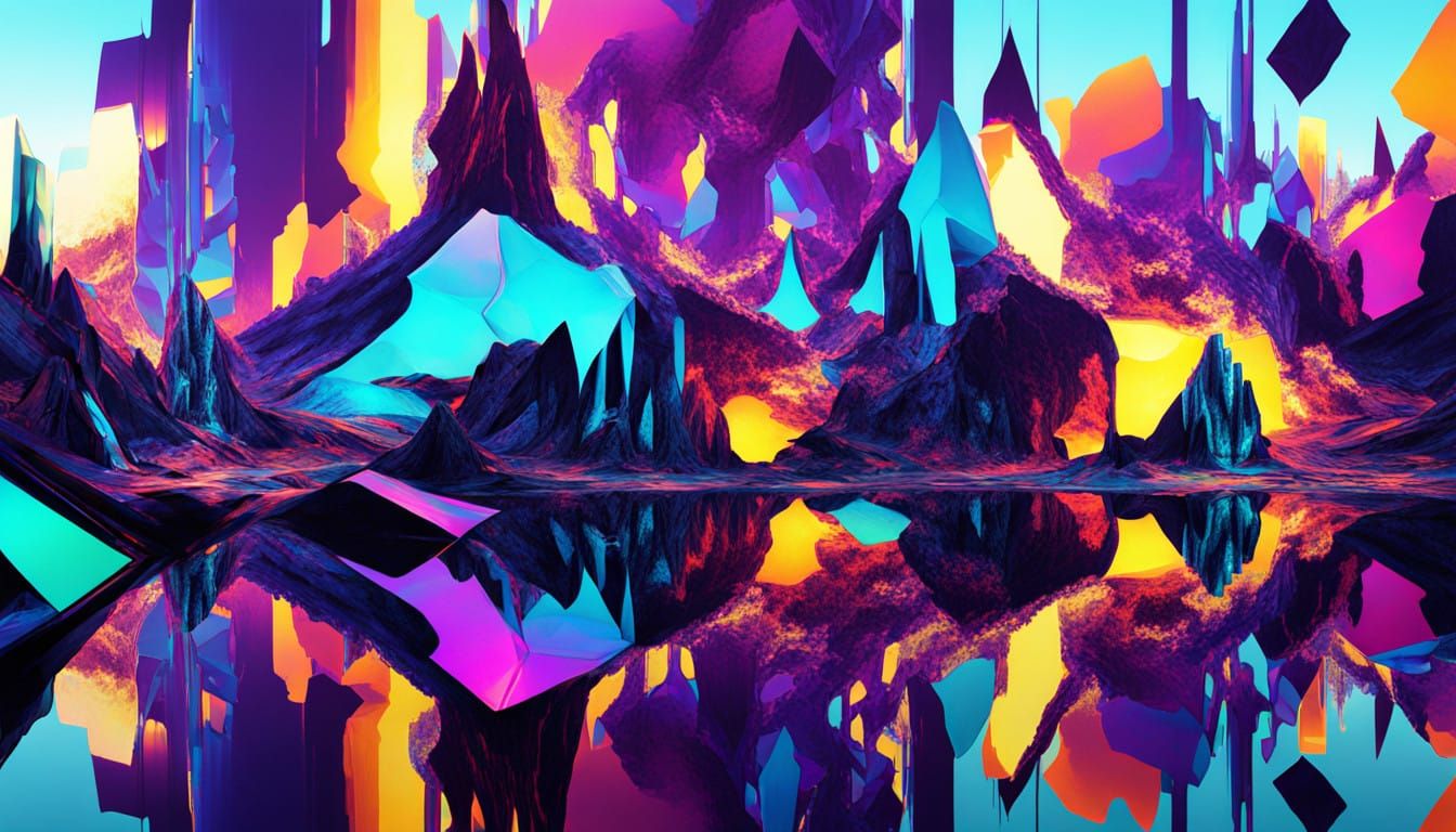 Vibrant, Kaleidoscopic Dreamscape with Iridescent Light and ...