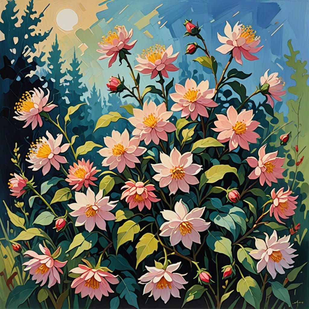 Impasto Gouache Blossoms on Canvas