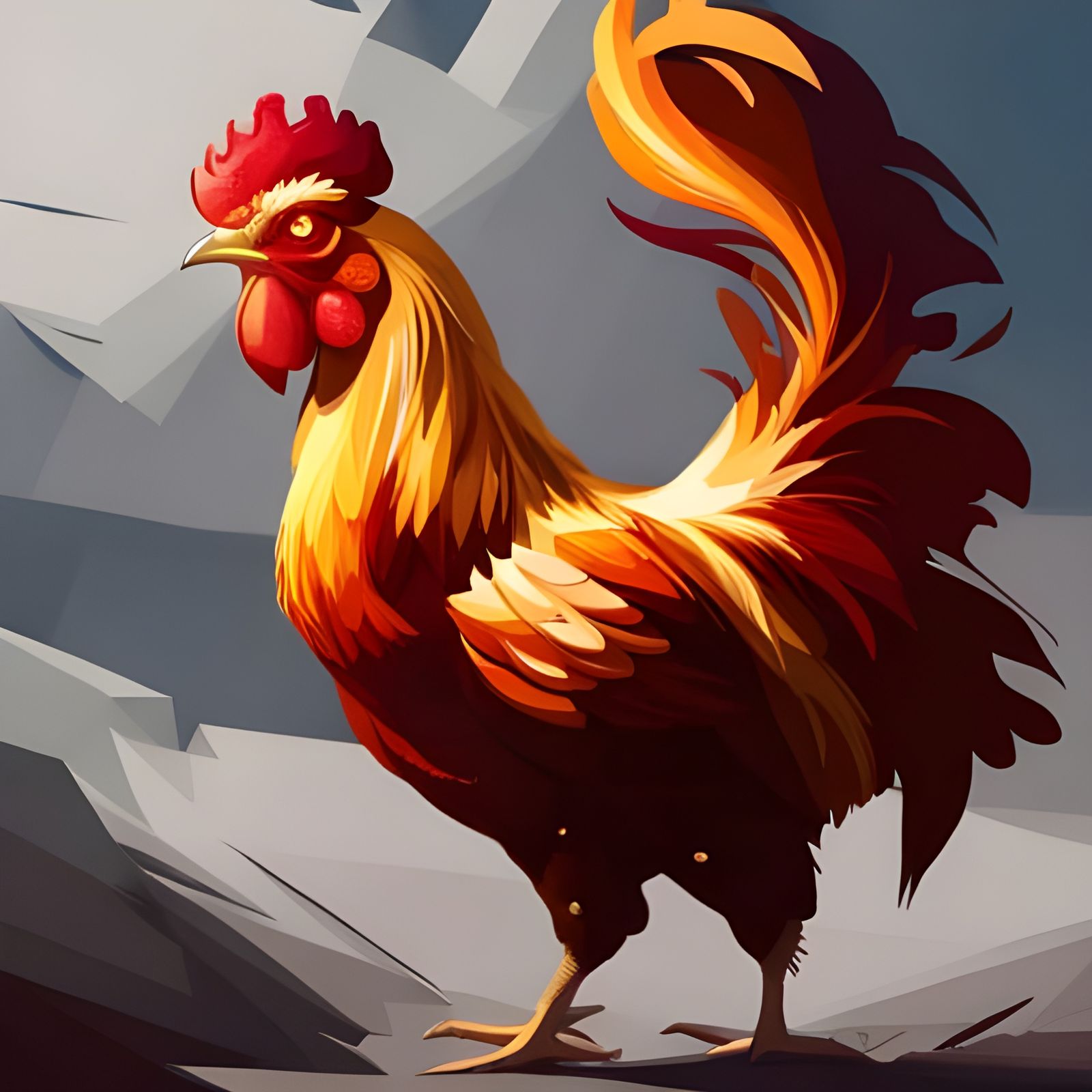 Hyperdetailed Rooster Portrait in Digital Art Style