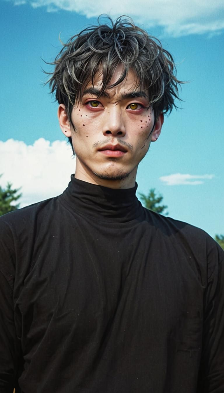 Japanese Man with Yellow Eyes, Cinematic Film Still