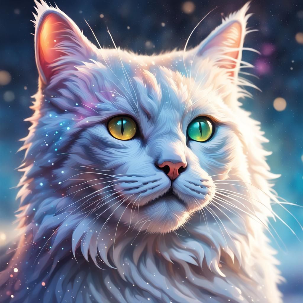 Magical Galaxy Cat in Hyperrealistic Splash Art