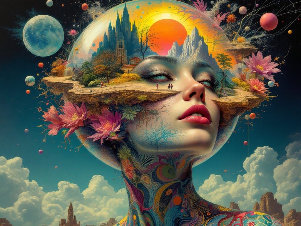 Dreamer's Self-Portrait: Surreal World Within