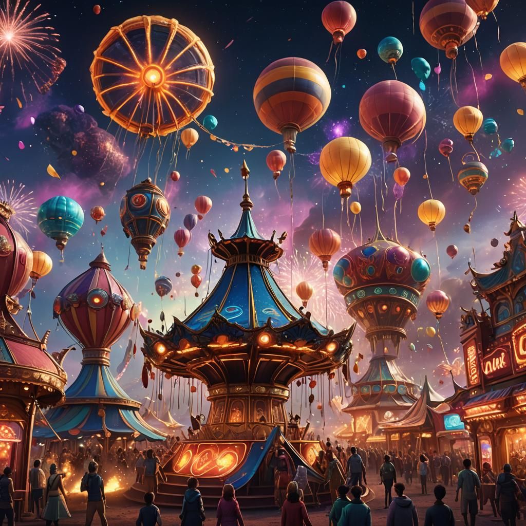 Cosmic Carnival on Distant Planet: Matte Painting