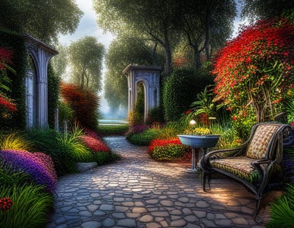 Hyperrealistic Artist's Garden in High Definition