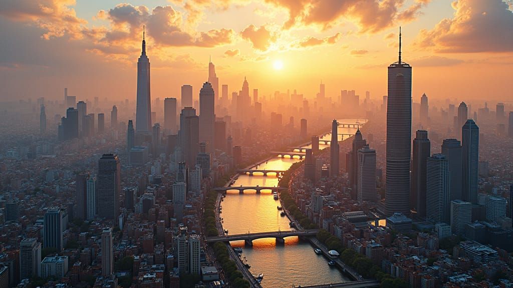 Blended Cityscape: New York, Bangkok, Munich in Digital Art