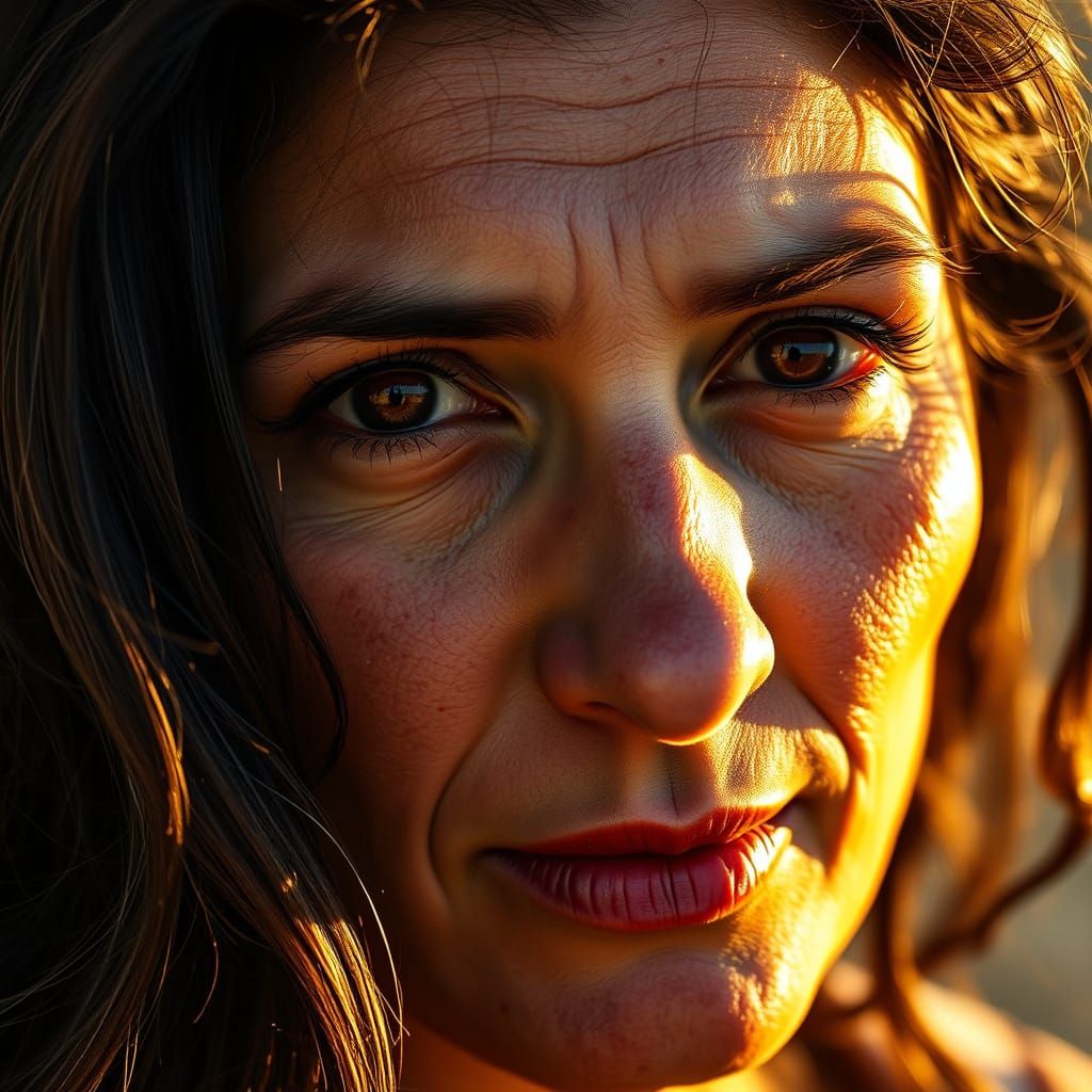 Greek Woman's Portrait in Warm Mediterranean Light
