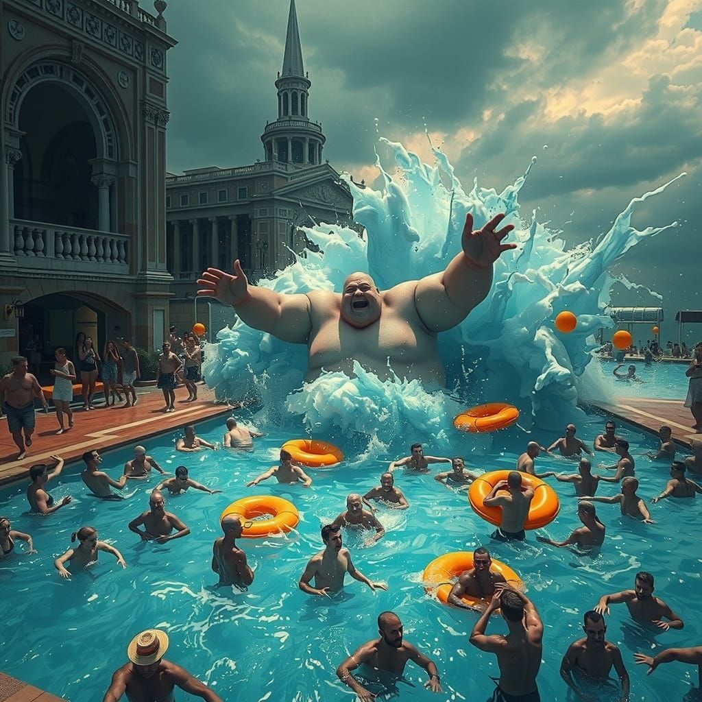 Fat Man's Turbulent Splash Amidst Oceanic Chaos