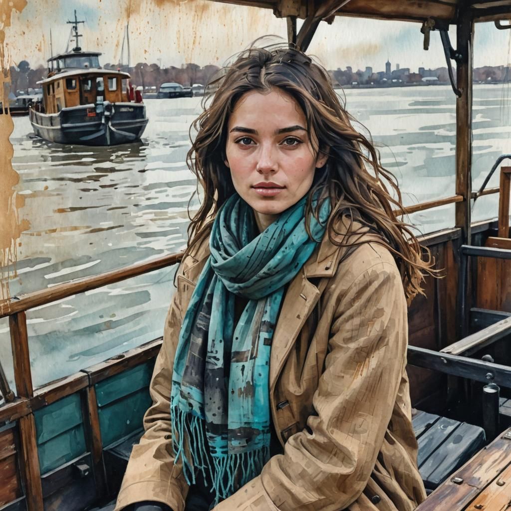 Venice Water Taxi in Impressionist Watercolor Style