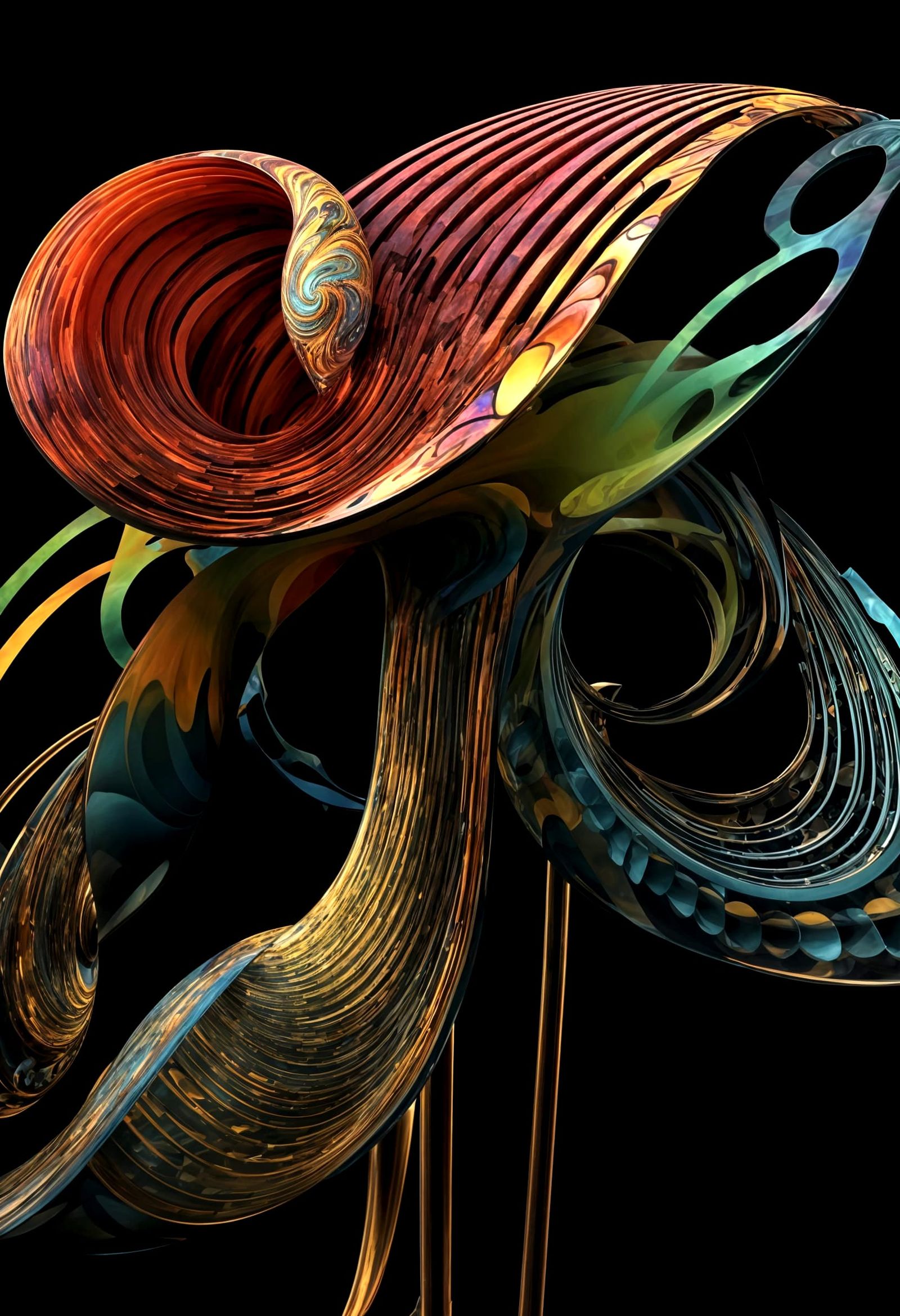 Vibrant 3D Kandinsky Sculptures with Intricate Patterns