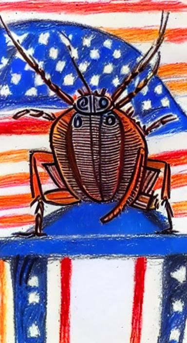 Cockroach Candidate Giving a Speech, Oil Pastel