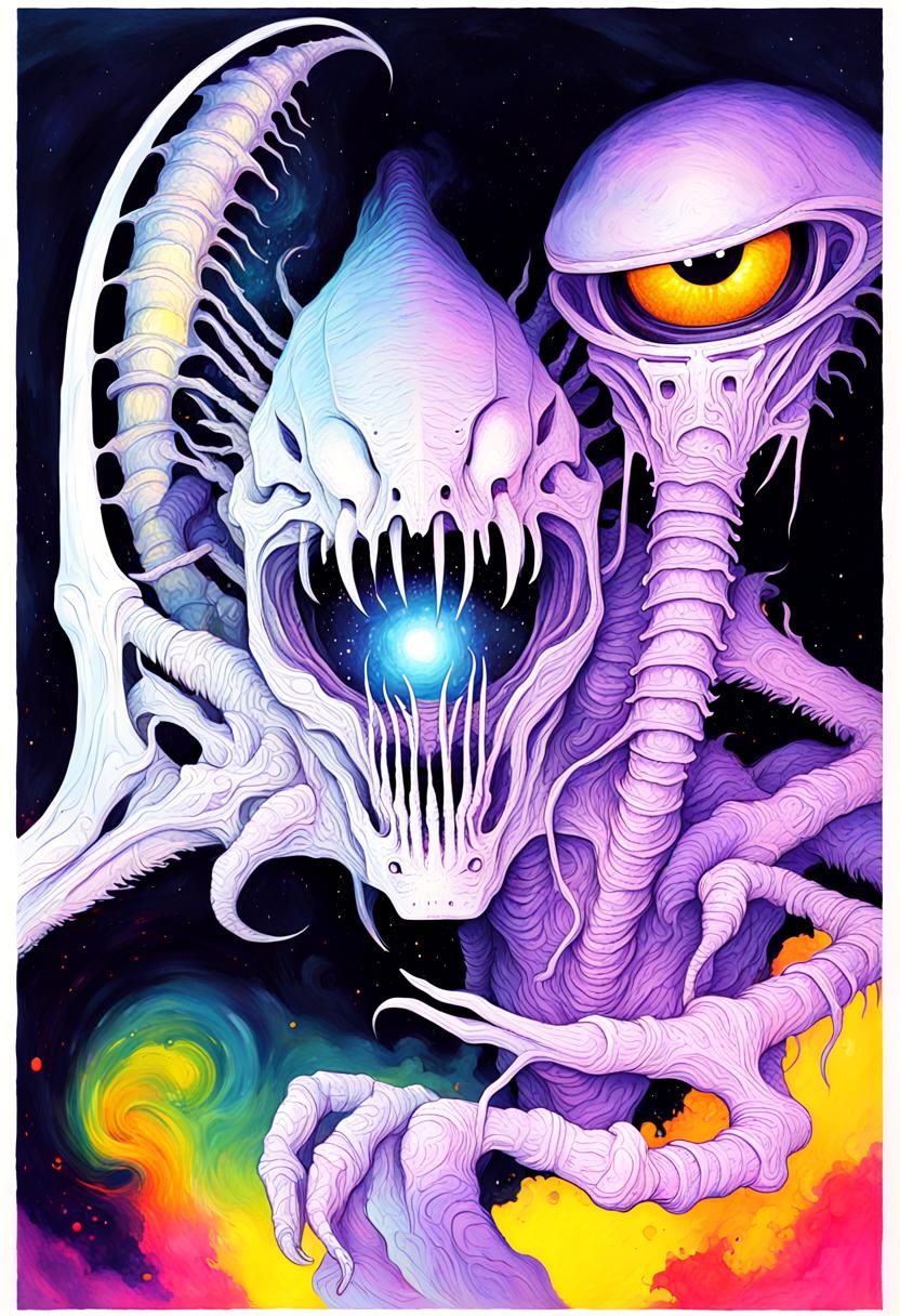 Eldritch Xenomorph Horror Movie Poster in 8K