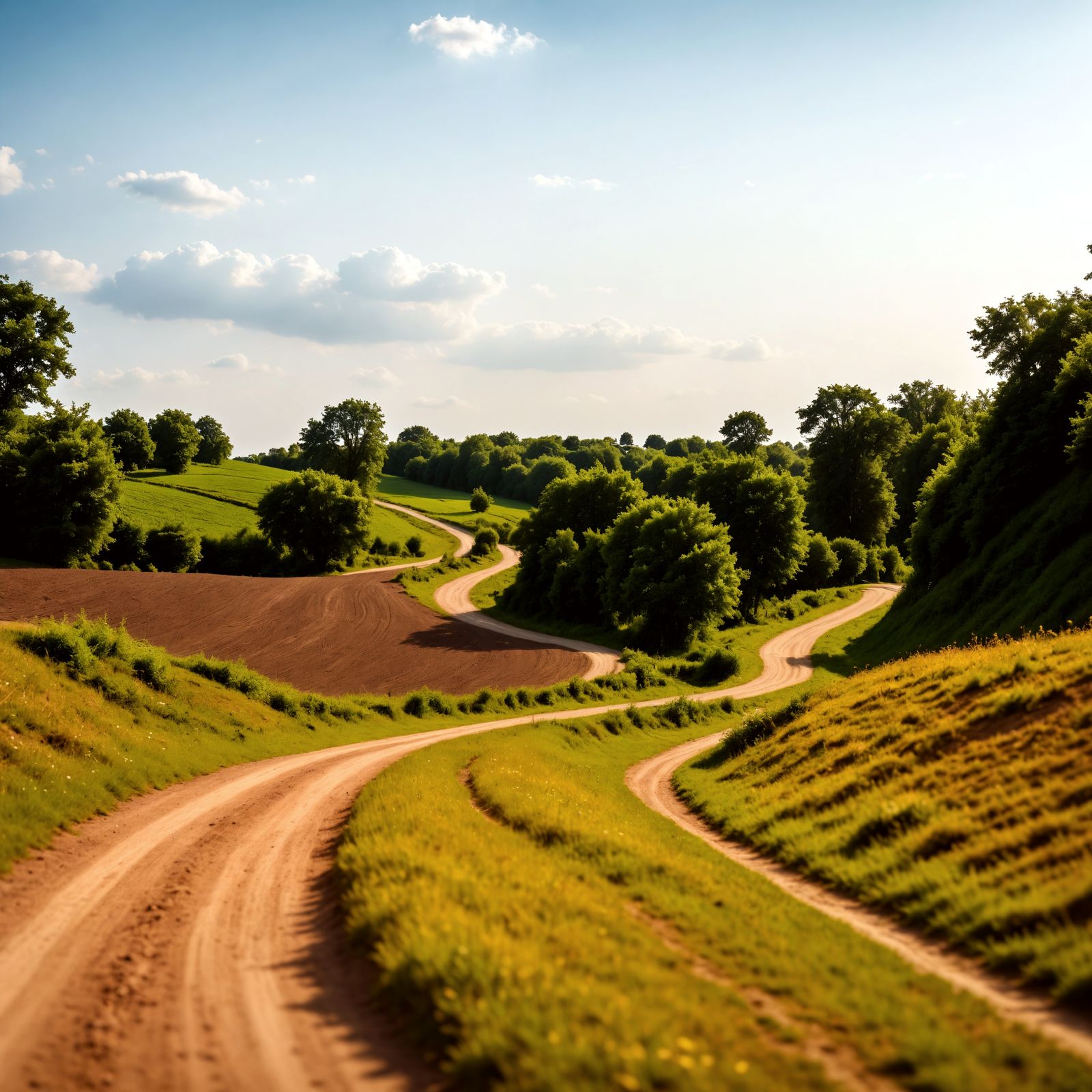 Lush Countryside Road in Hyperrealistic HDR