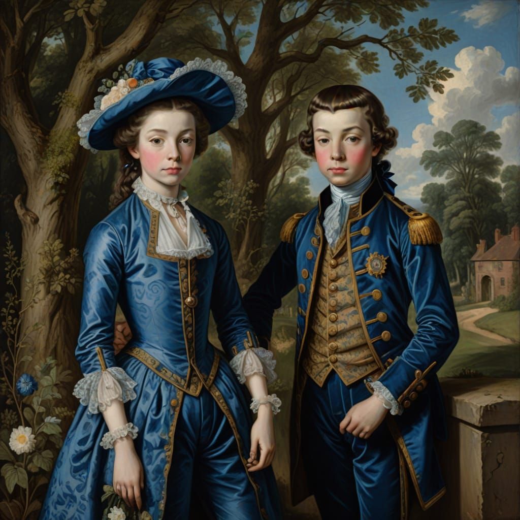 Gainsborough's Blue Boy With Sister Portrait