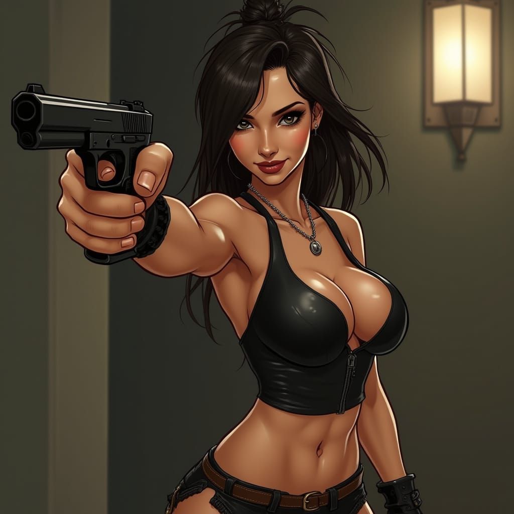 Lara Croft in Cyberpunk Style