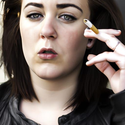 Hyperdetailed Portrait of a Young Woman Smoking
