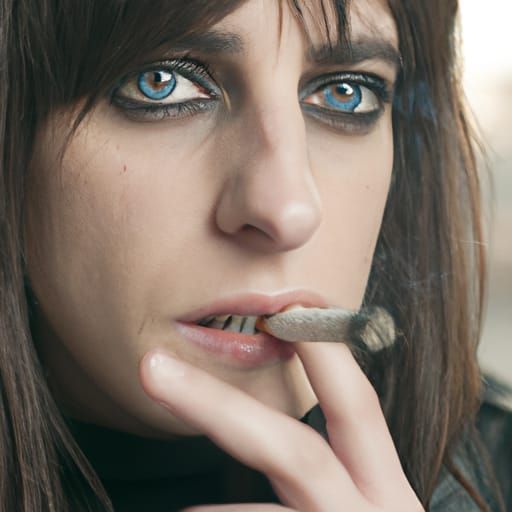 Young Woman Smoking in Leather Jacket, Hyperdetailed
