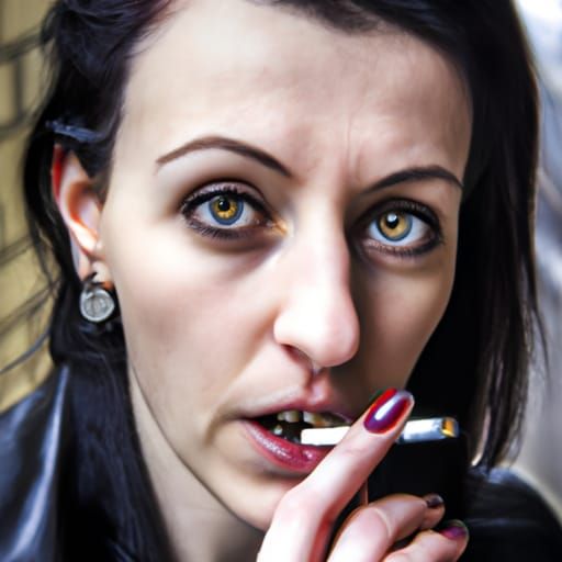 Hyperdetailed Portrait of a Woman Smoking