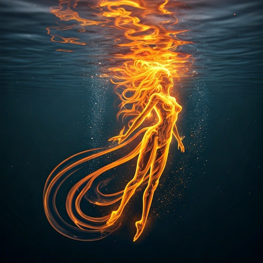 Fire Nymph Swimming Underwater