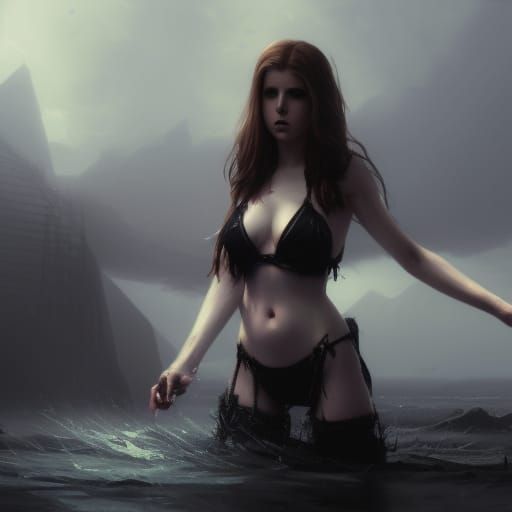 Gothic Bikini Portrait in Dark Fantasy Style