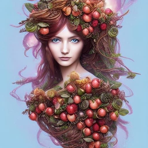 Fruit Earth Goddess Digital Artwork
