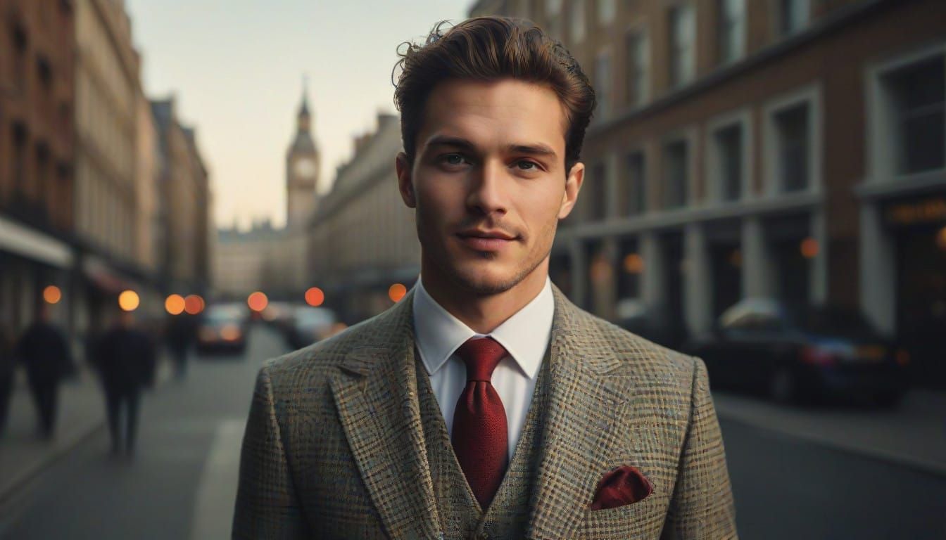 Elegant Young Gentleman in English Bespoke Suit