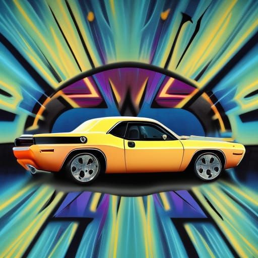 Dodge Challenger in Pop Art Graffiti Style
