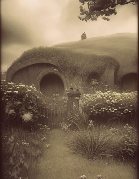Hobbiton Scene in Pictorialist Style