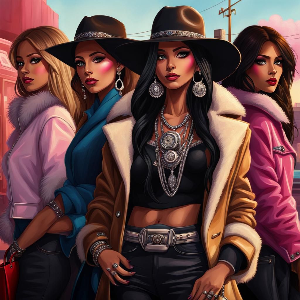 Sophisticated Latina with Tattoos in Fantasy Art Style