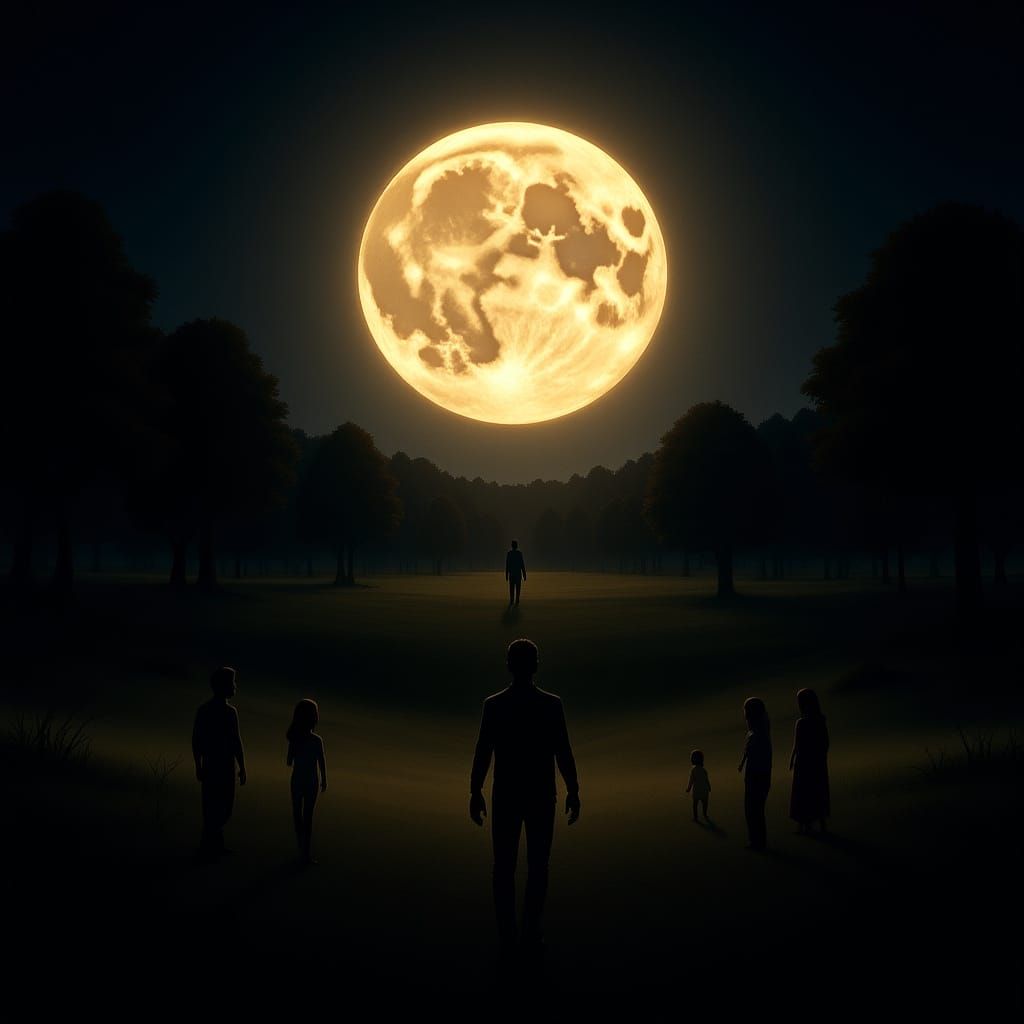 Eerie Autumn Night Under Giant Golden Moon