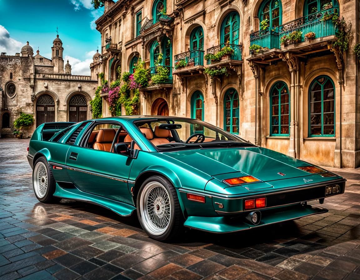 Steampunk Lotus Esprit in Teal: Digital Art