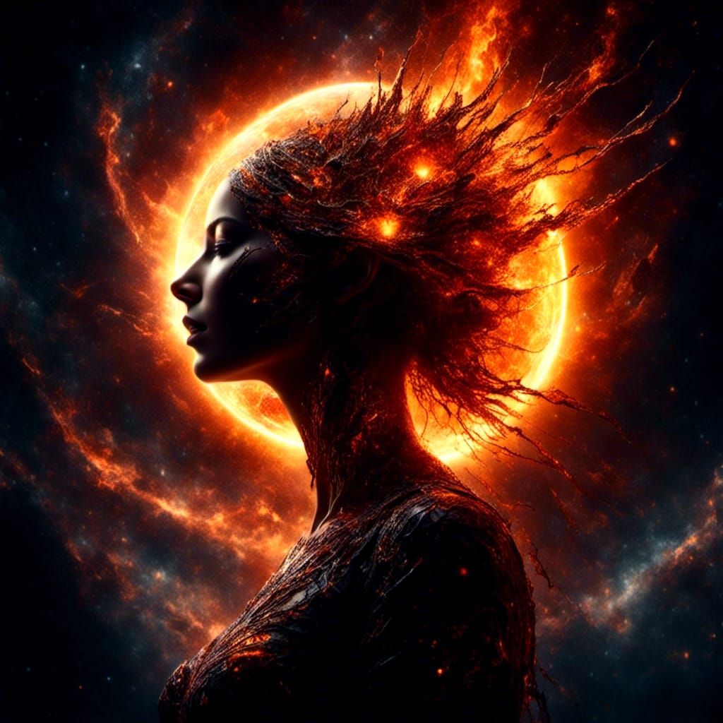 Woman Reaching for Sun, Surrealist Painting