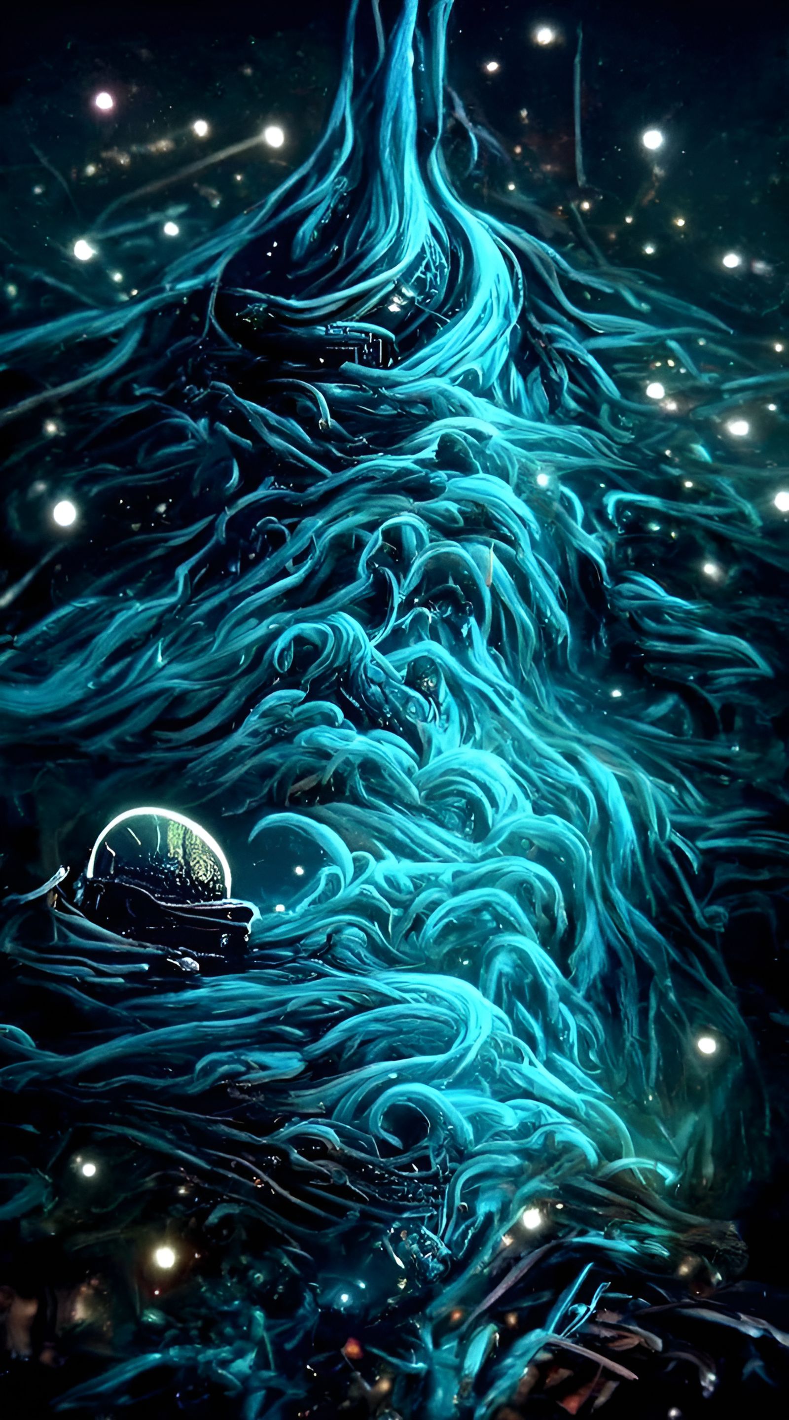 Teal and Black Cosmic Landscape by Dan Mumford