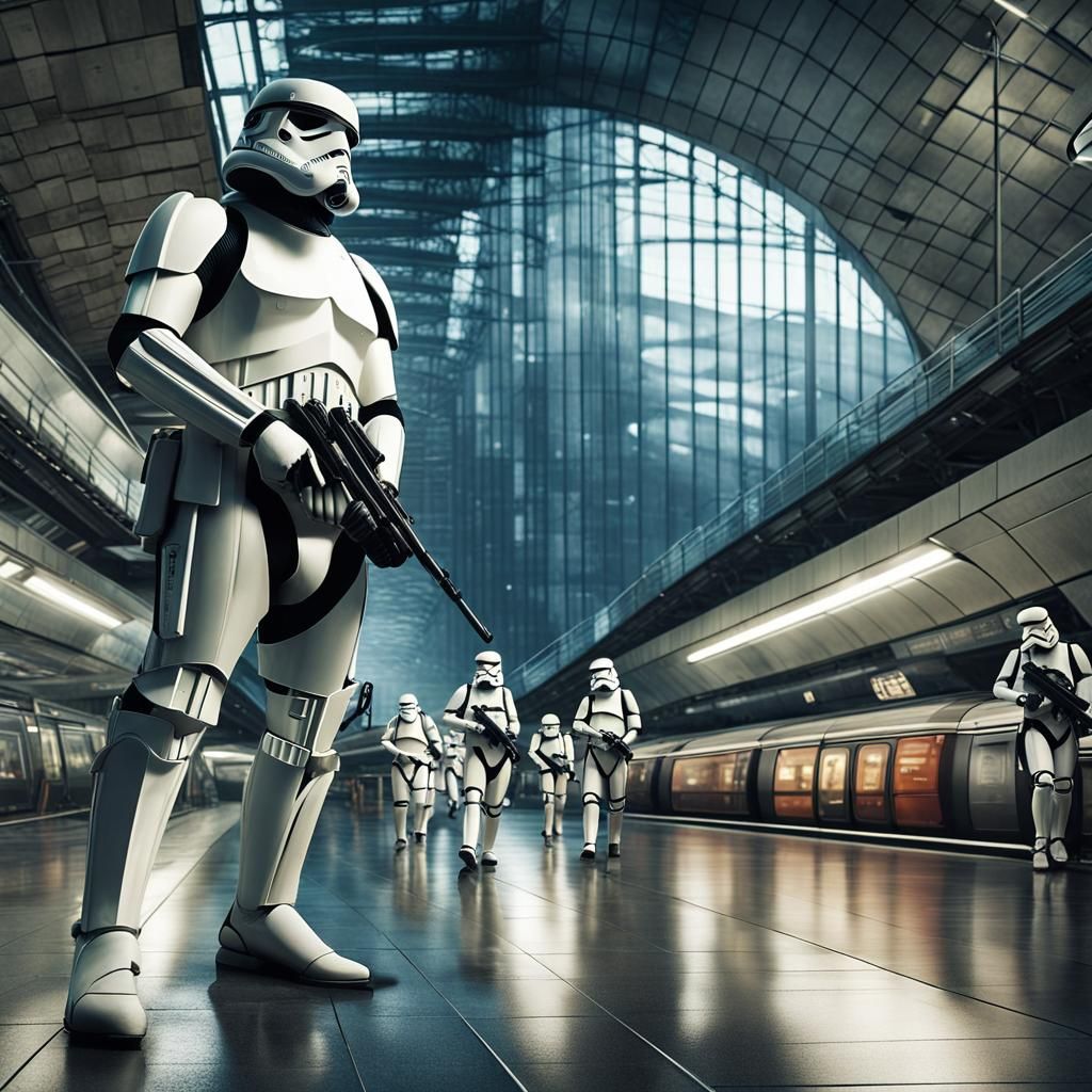 Imperial Stormtroopers in Underground Station: Digital Matte...