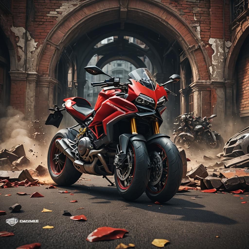 Detailed Matte Painting of a Ducati Poster