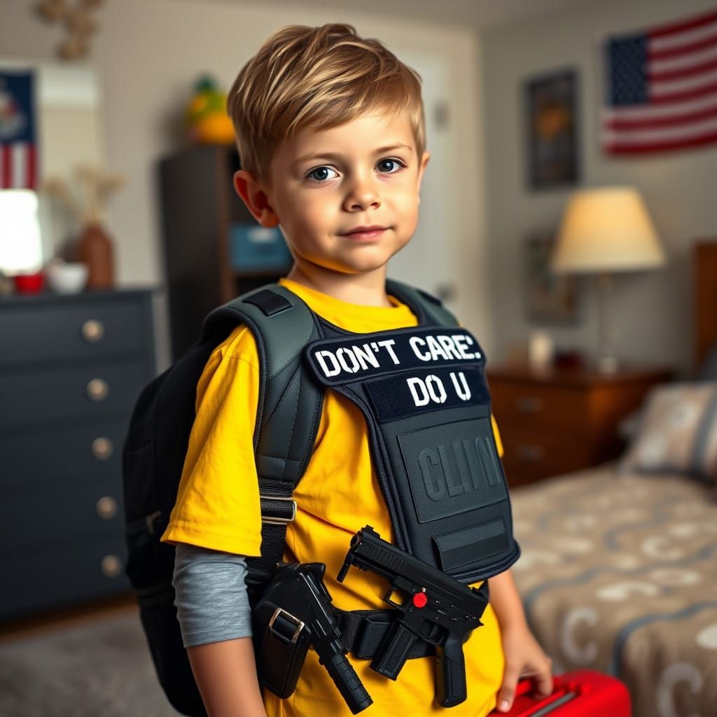 American Youth Ready for School with a Twist in Cyberpunk-In...