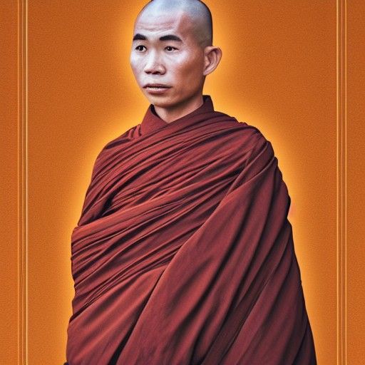 Thailand Buddhist Monk in Matte Painting Style