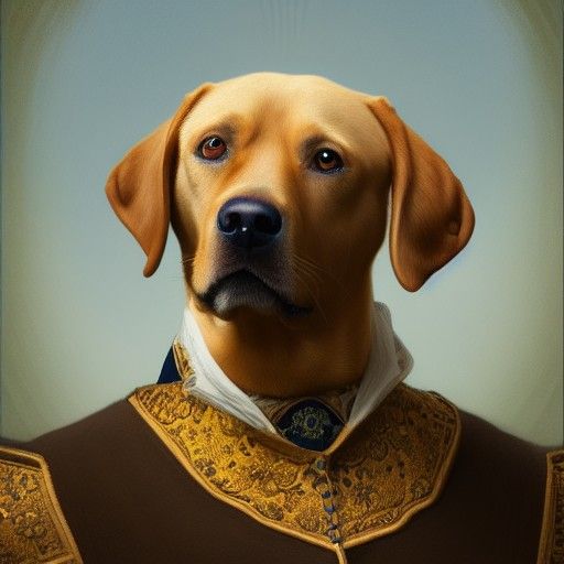 Renaissance Labrador Dog Portrait in Victorian Style
