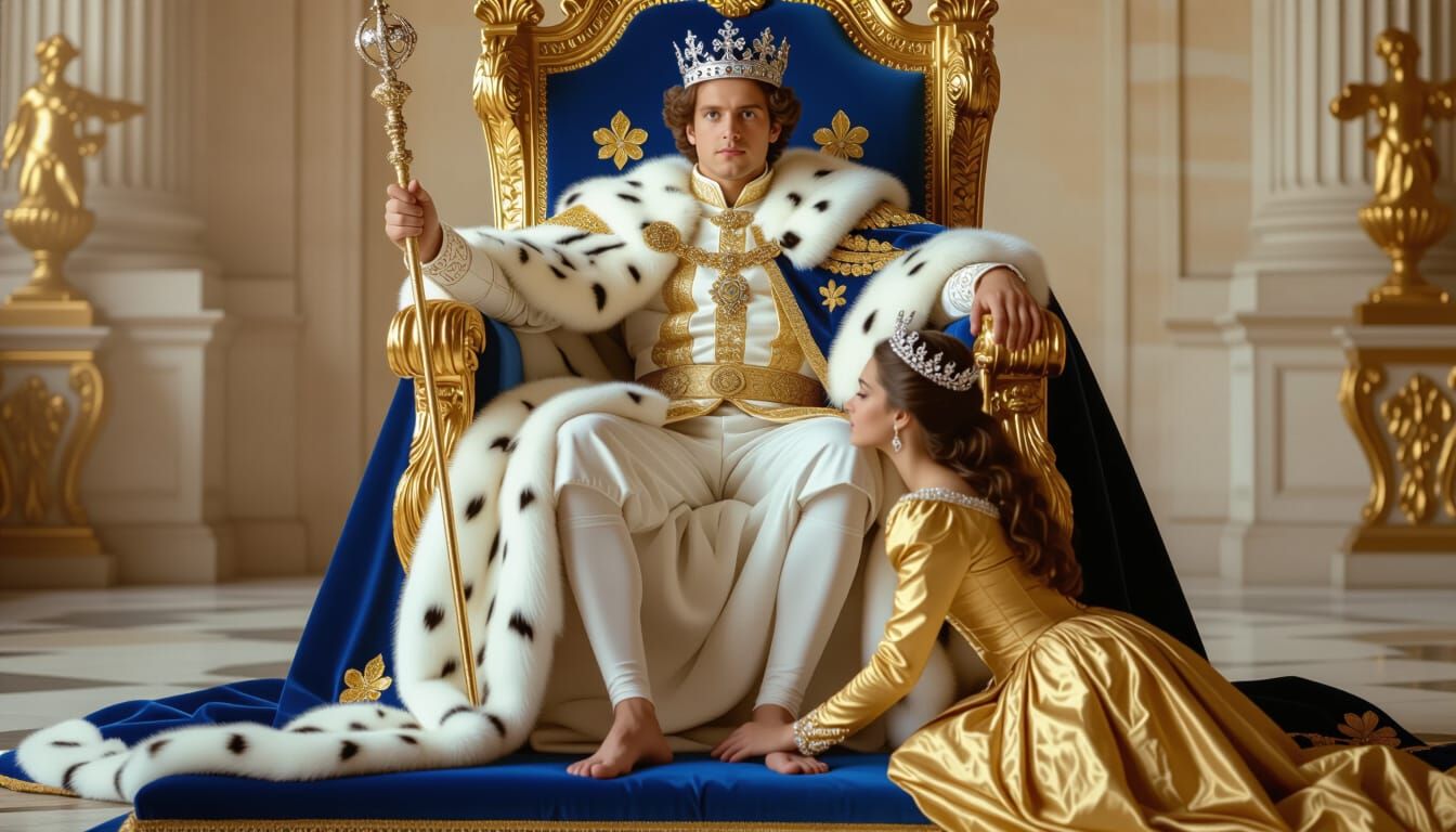 French Emperor on Eagle Throne in Neoclassical Style