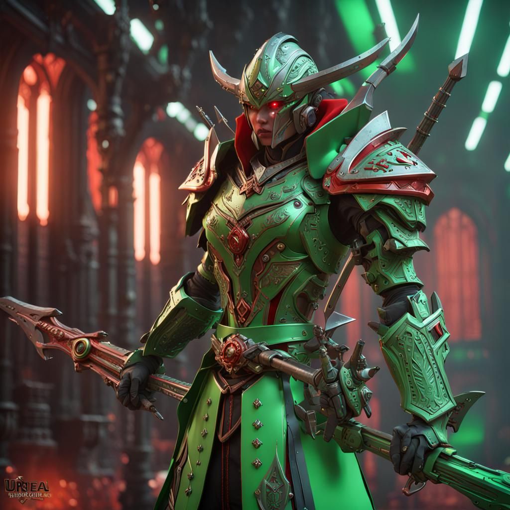 Futuristic Half-Elf Bard Ready for Battle