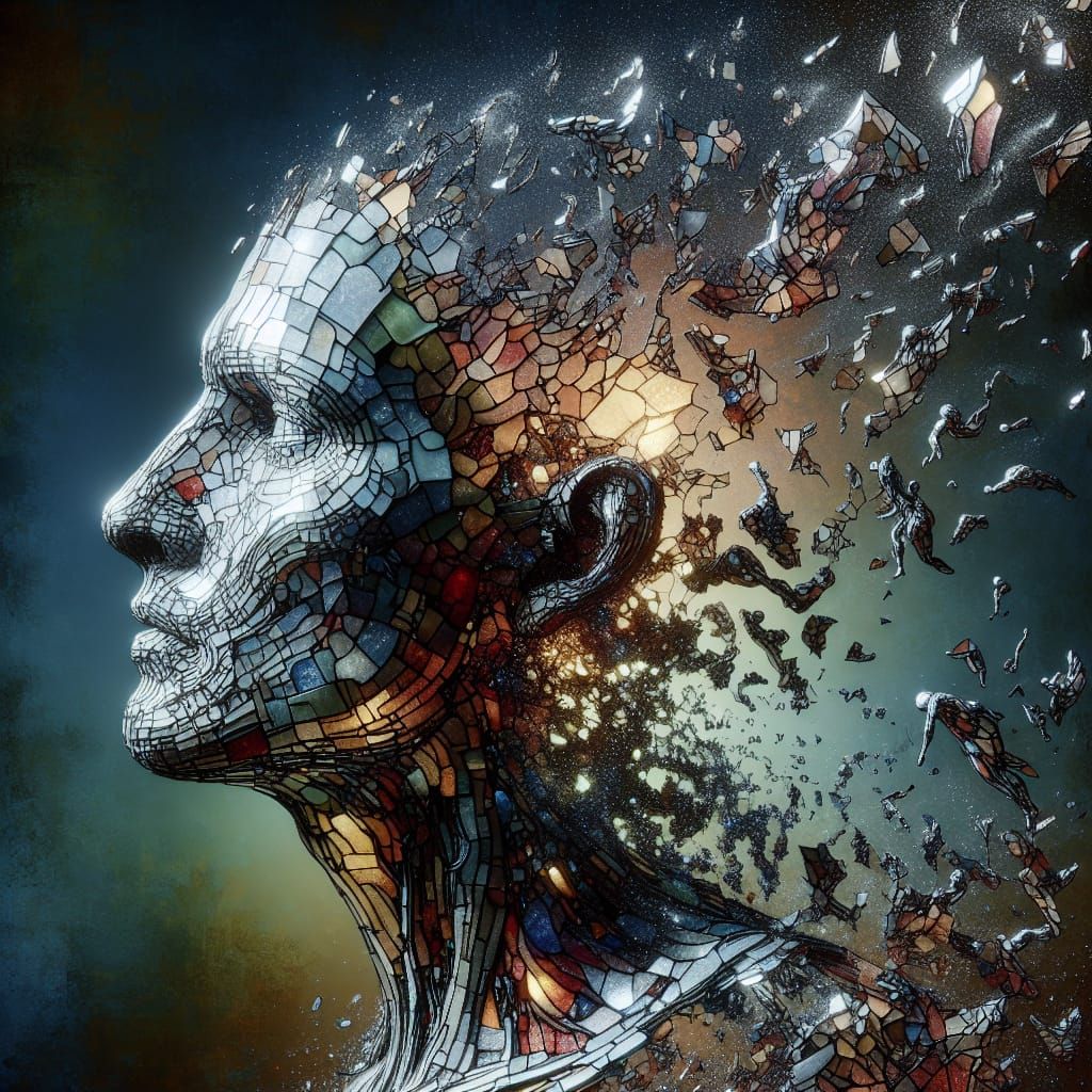 Shattered Stained Glass Head Unveils Thousands of Liberated ...