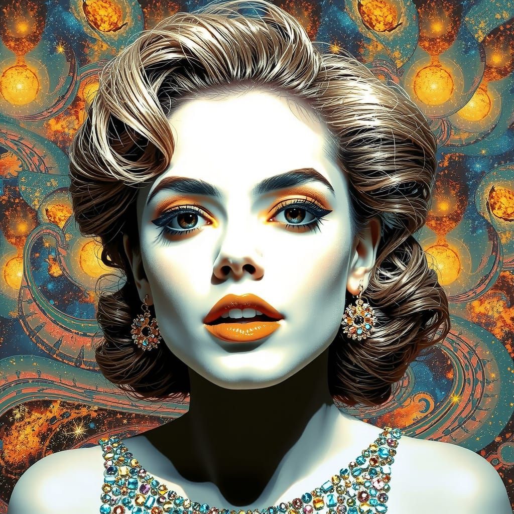 Cosmic Stardust Figure in Hyperrealistic Expressionism