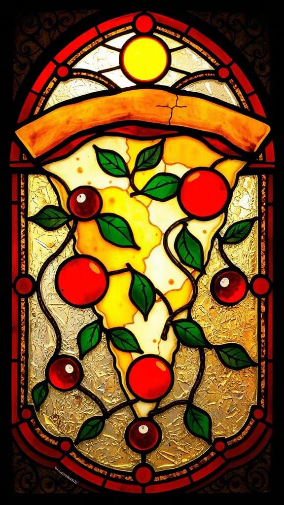 Pizza in Stained Glass Style