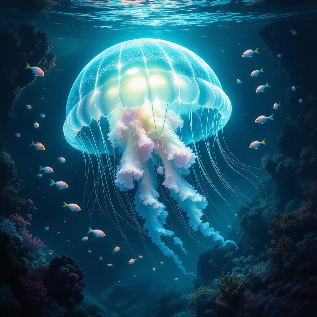 Bioluminescent Jellyfish in Subterranean Ocean, Cosmic Horro...