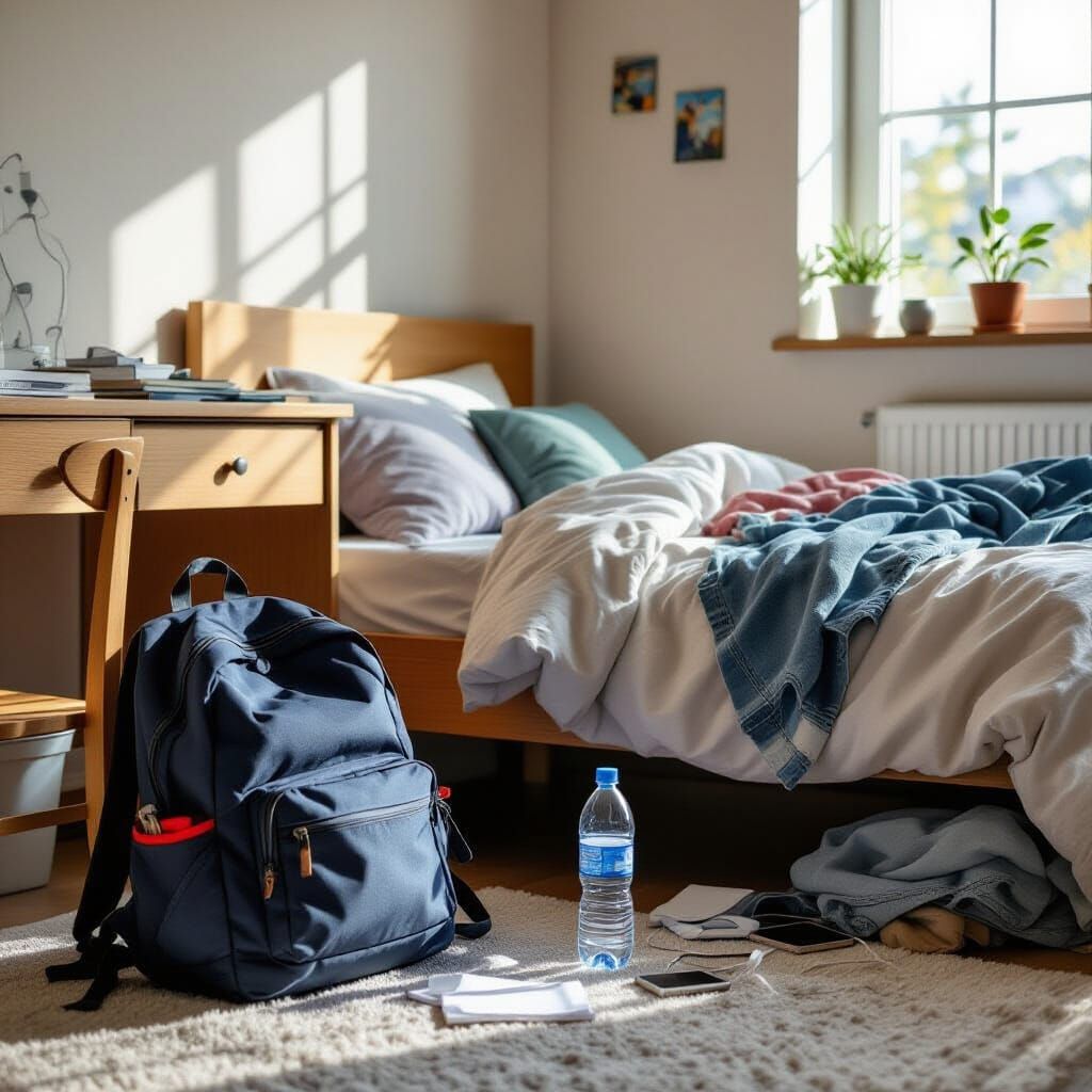 Messy Teenager's Bedroom with Shadows