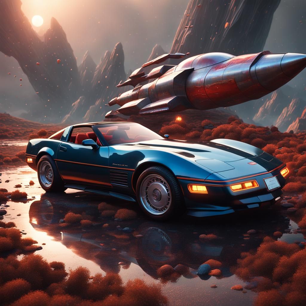 Corvette Rocket Ship Fusion: Detailed Matte Painting