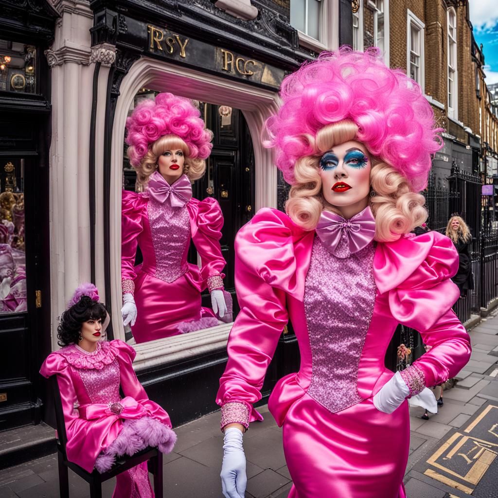 Extravagant Drag Queen in a Satin Wonderland