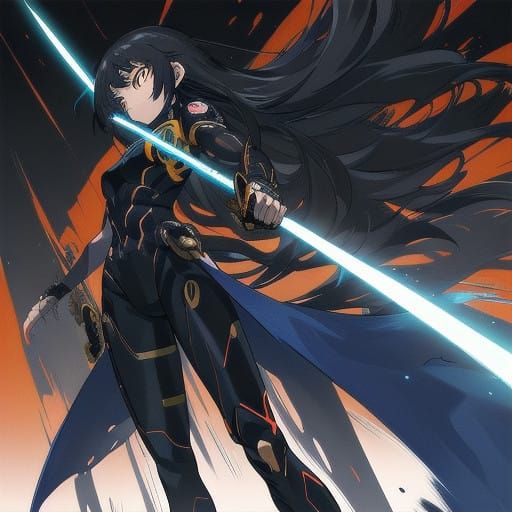 Cyborg Kunoichi in Studio Trigger-Inspired Anime Art