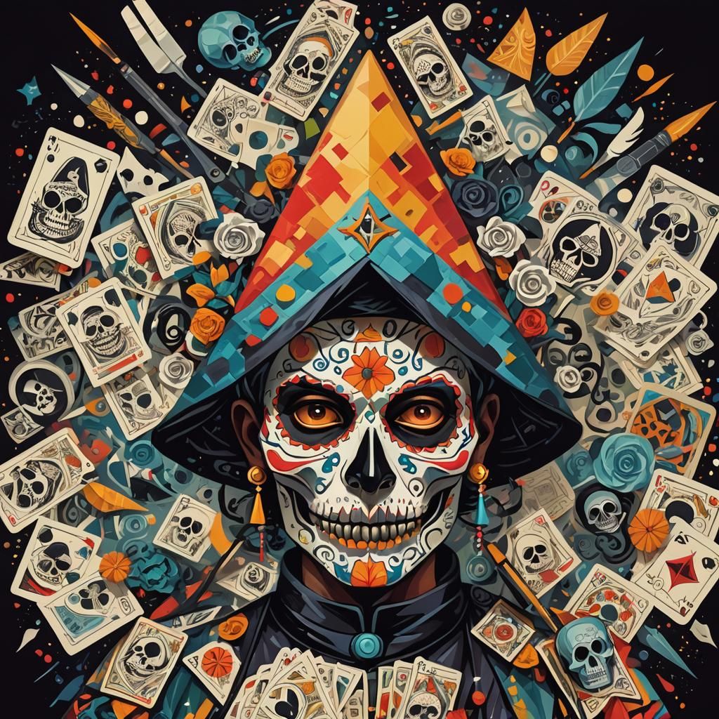 Cubist Death Chef with Dia De Los Muertos Pizza