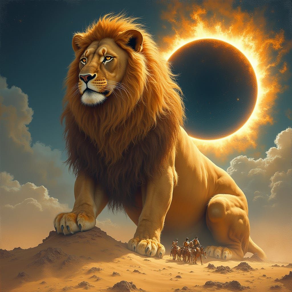 Colossal Lion Guardian of the Desert Mesa